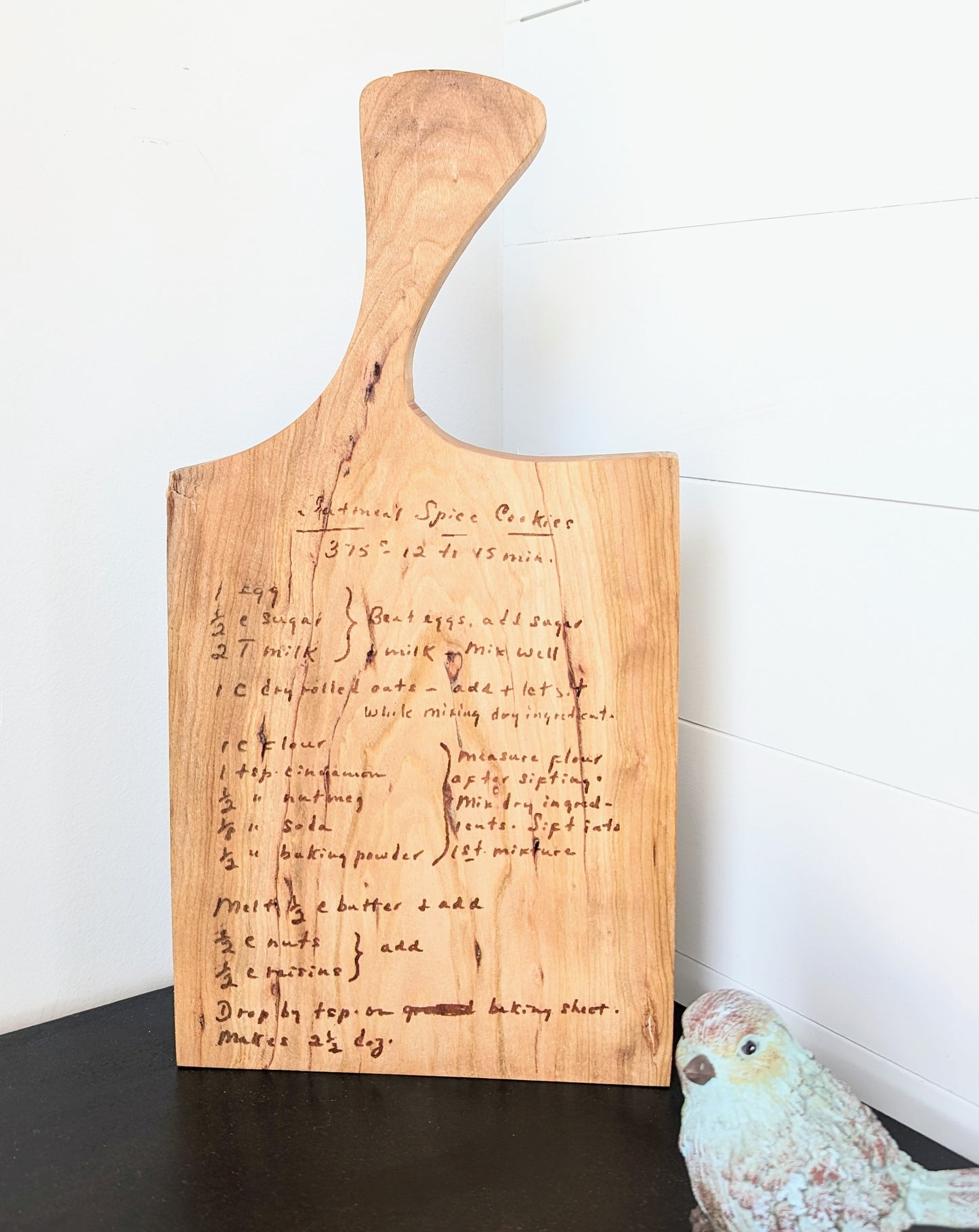 Charcuterie board, recipe engraved