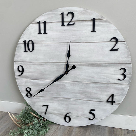 White with greywash clock