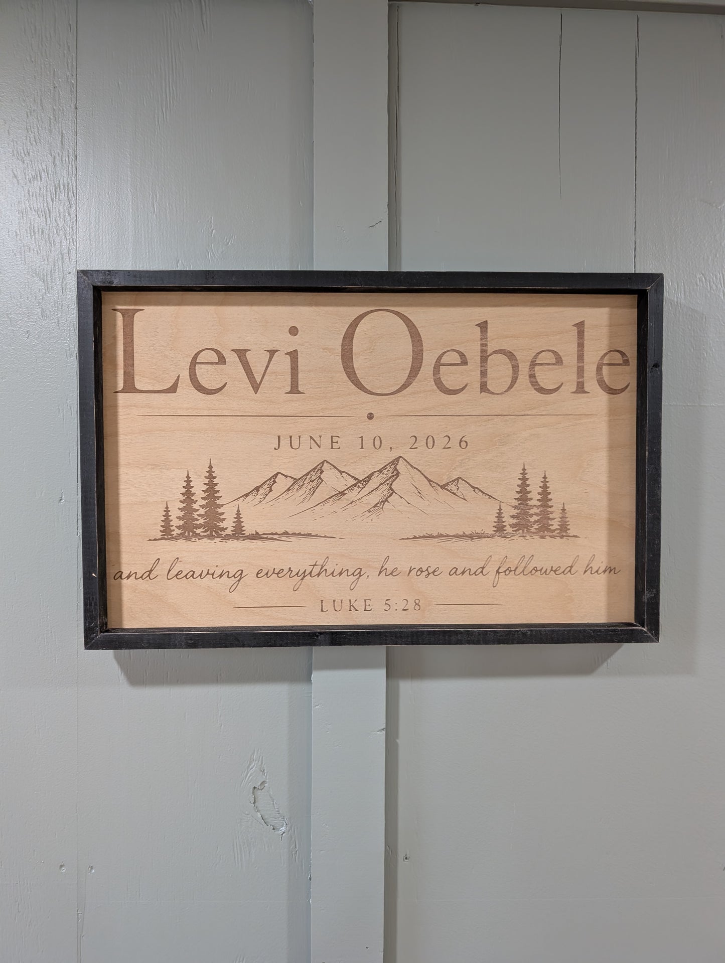 Engraved baby name sign