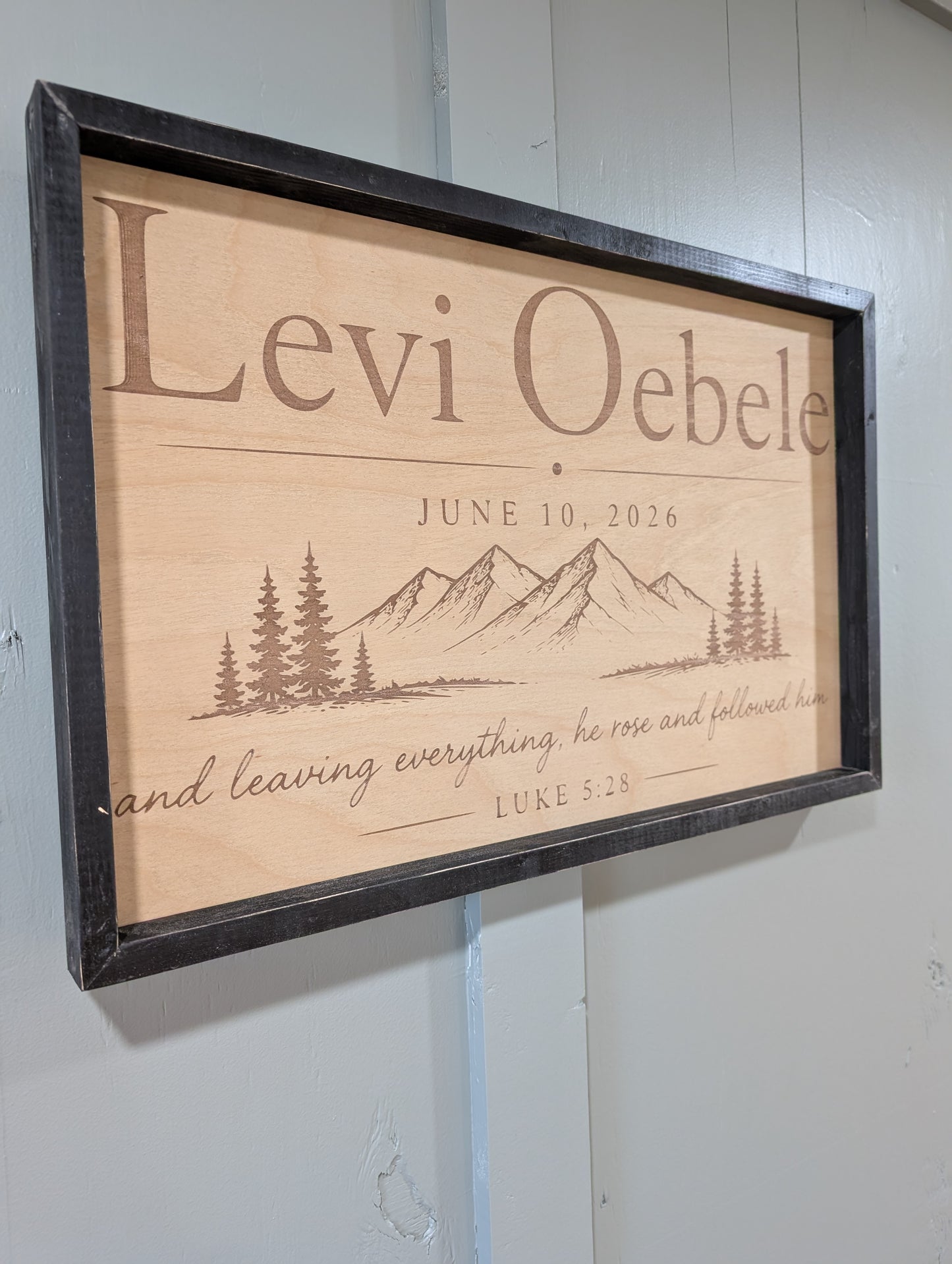 Engraved baby name sign